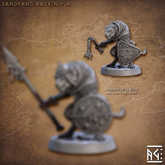 Ratkin A (Alt) | Sandfang Ratkin | Fantasy D&D Miniature | Artisan Guild
