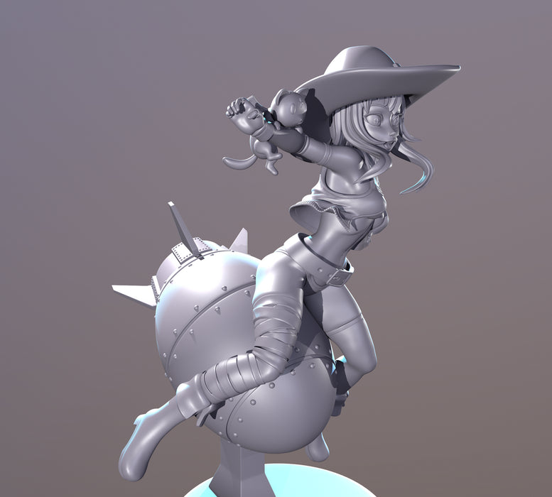 Megu Nuke Rider | Pin-Up Statue Fan Art Miniature Unpainted | Dinamuu3D