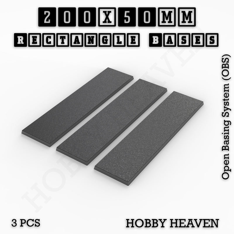 Rectangle Bases Range Sizes - 125x50mm to 200x175mm Large Sizes 3d Print Full Range Tabletop Games