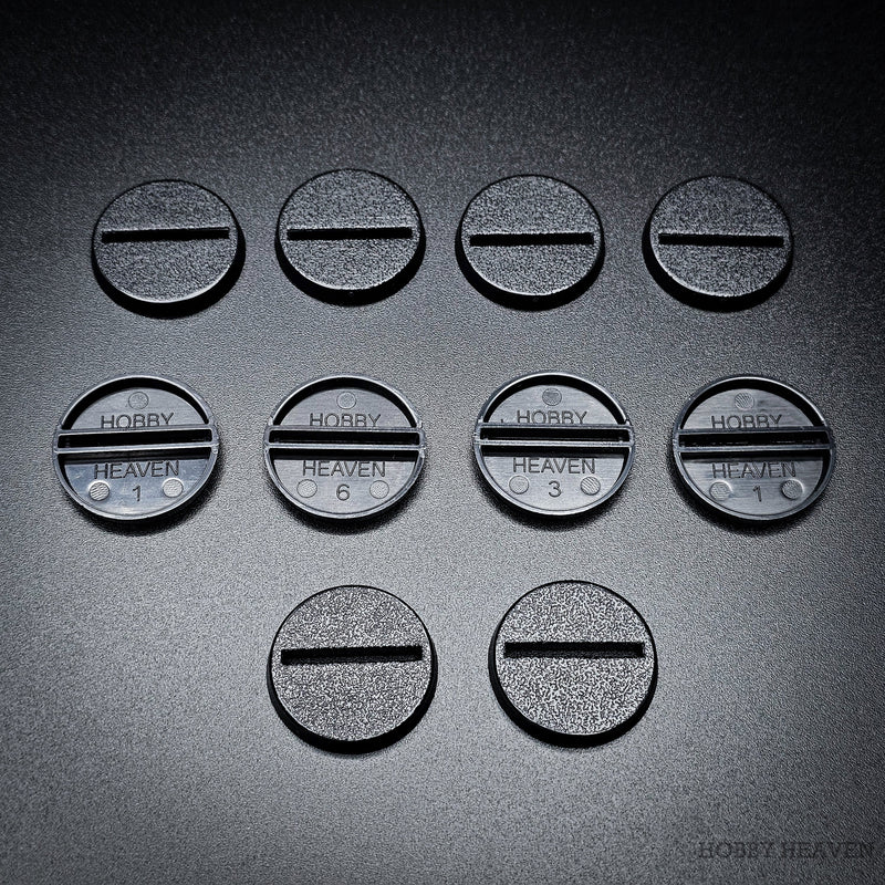 25mm Round Slotted Bases for Wargaming Miniatures | Durable Plastic | Compatible with Popular Tabletop Games