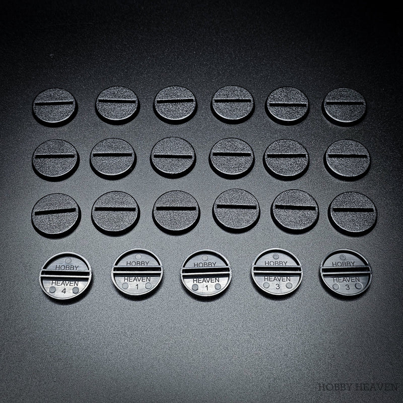 25mm Round Slotted Bases for Wargaming Miniatures | Durable Plastic | Compatible with Popular Tabletop Games