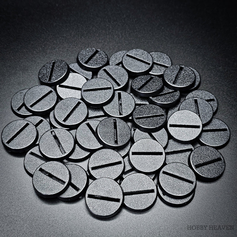 25mm Round Slotted Bases for Wargaming Miniatures | Durable Plastic | Compatible with Popular Tabletop Games