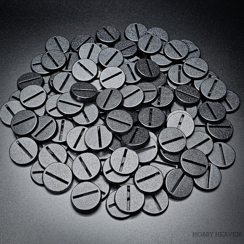 25mm Round Slotted Bases for Wargaming Miniatures | Durable Plastic | Compatible with Popular Tabletop Games
