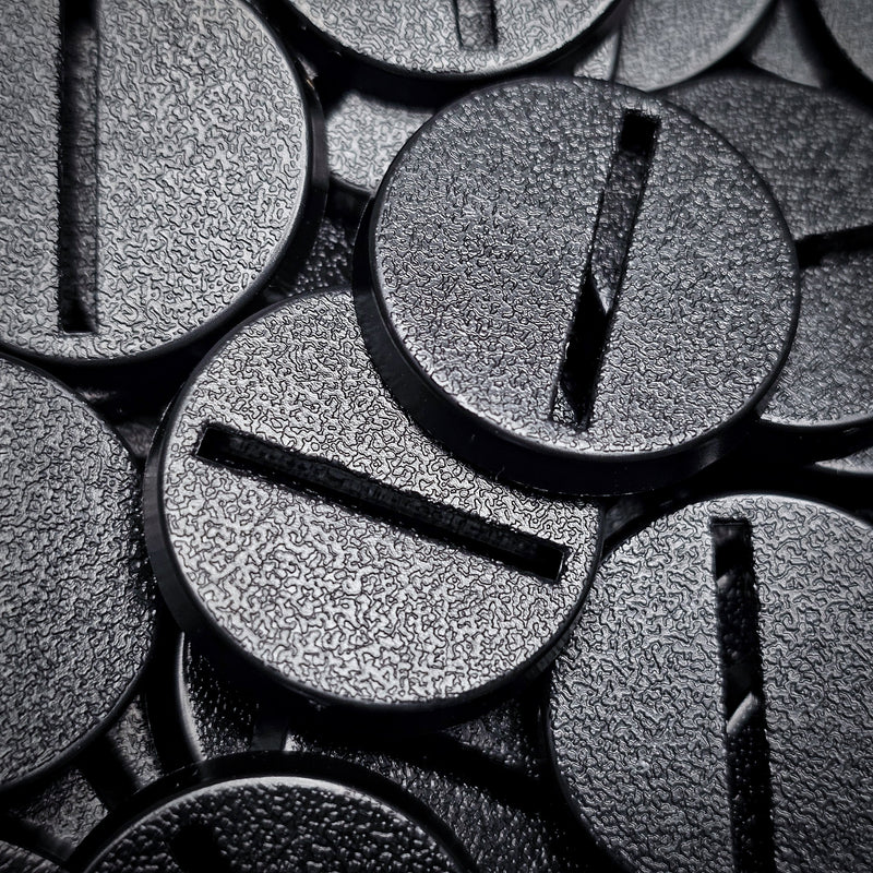 25mm Round Slotted Bases for Wargaming Miniatures | Durable Plastic | Compatible with Popular Tabletop Games