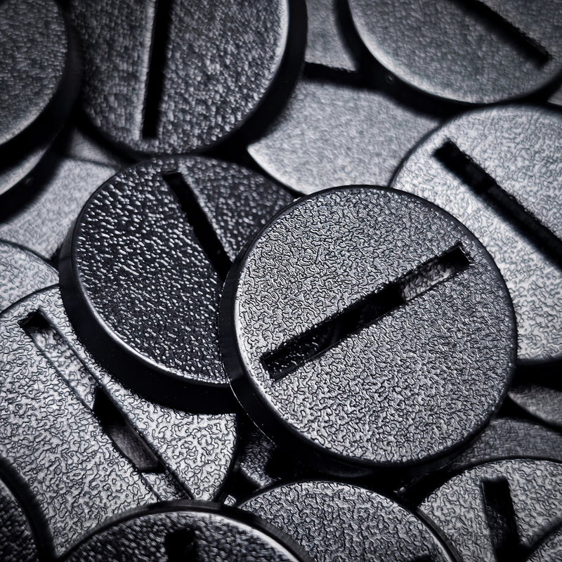 25mm Round Slotted Bases for Wargaming Miniatures | Durable Plastic | Compatible with Popular Tabletop Games