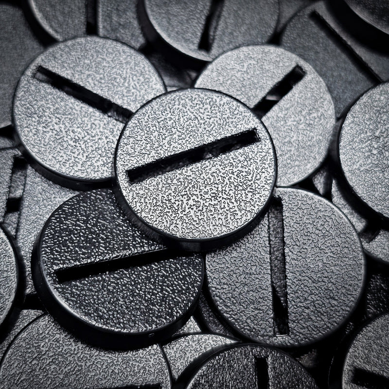 25mm Round Slotted Bases for Wargaming Miniatures | Durable Plastic | Compatible with Popular Tabletop Games