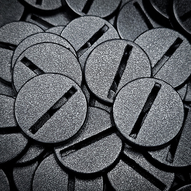 25mm Round Slotted Bases for Wargaming Miniatures | Durable Plastic | Compatible with Popular Tabletop Games