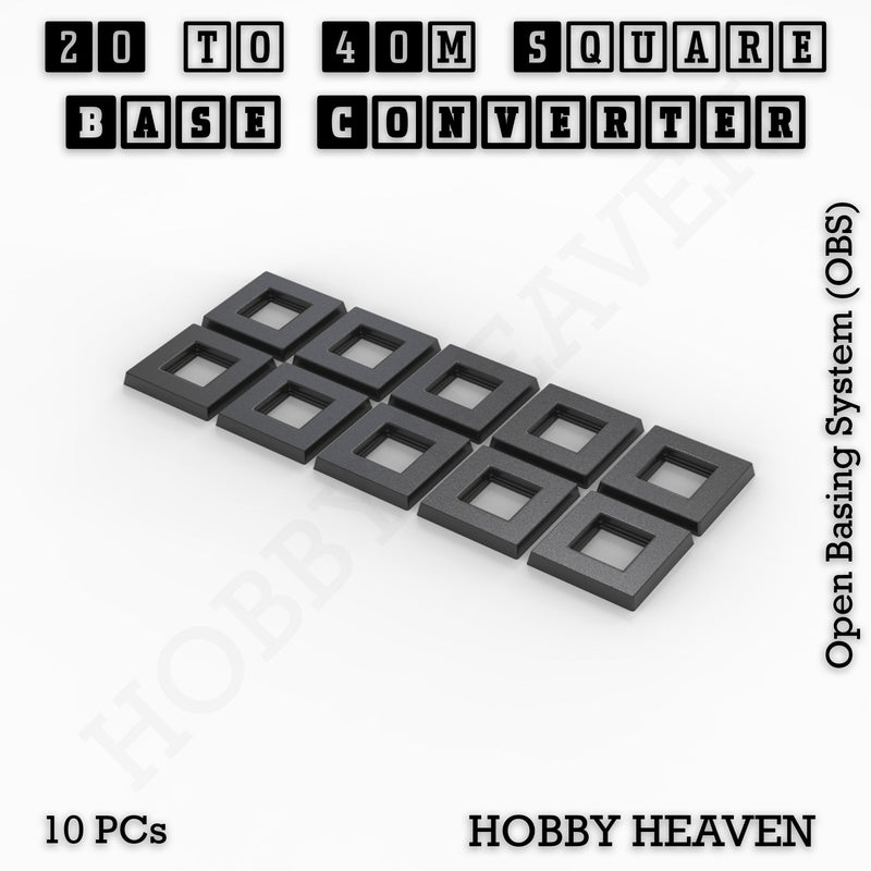 Square to Square Bases Size Converters 3d Print Full Range