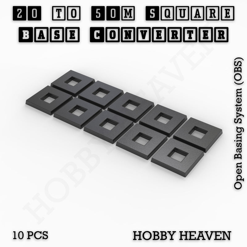 Square to Square Bases Size Converters 3d Print Full Range