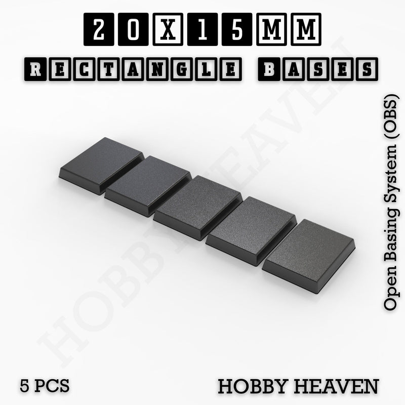 Rectangle Bases Range Sizes - 20x15mm to 75x25mm Small Sizes 3d Print Full Range Tabletop Games