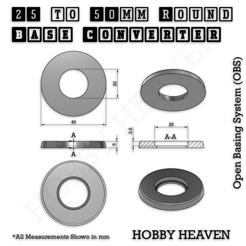 Round Bases Size Converters Round to Round 3d Print Full Range