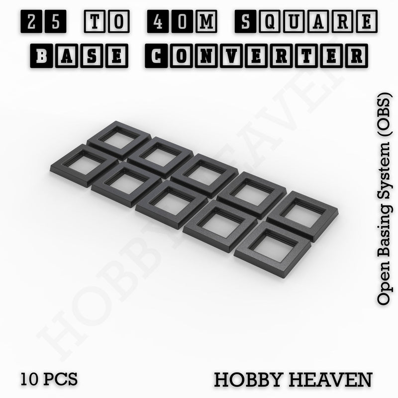 Square to Square Bases Size Converters 3d Print Full Range