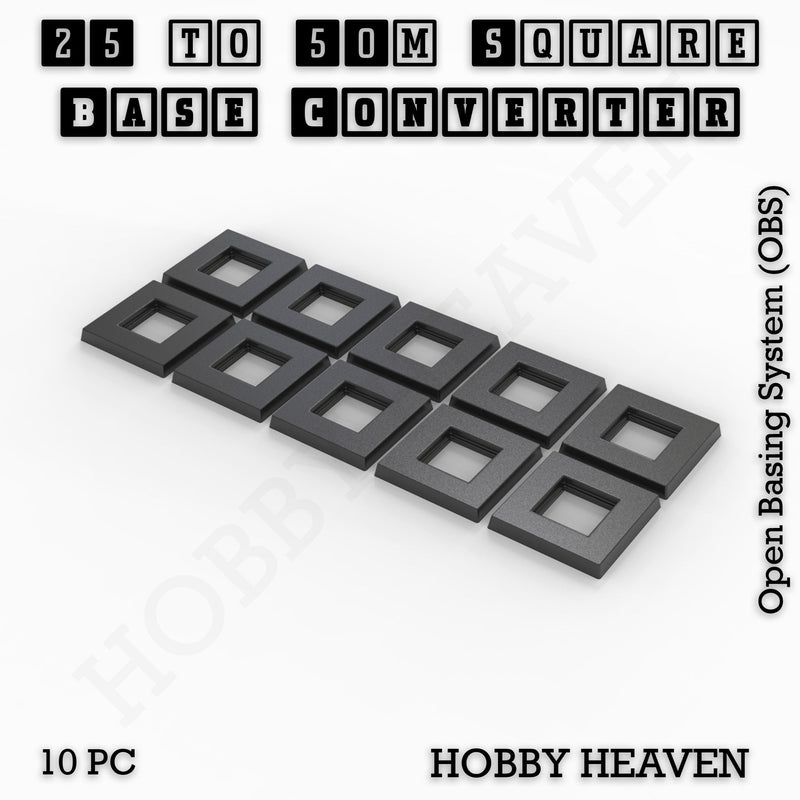 Square to Square Bases Size Converters 3d Print Full Range