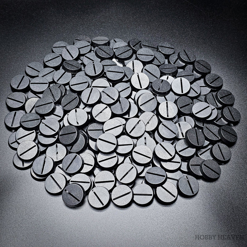 25mm Round Slotted Bases for Wargaming Miniatures | Durable Plastic | Compatible with Popular Tabletop Games