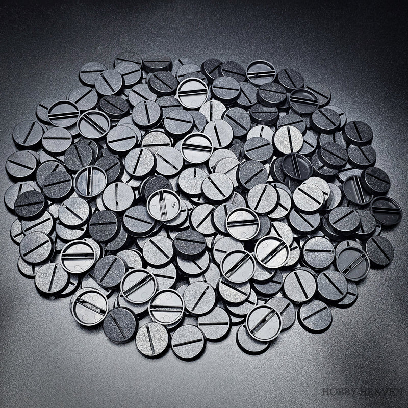 25mm Round Slotted Bases for Wargaming Miniatures | Durable Plastic | Compatible with Popular Tabletop Games