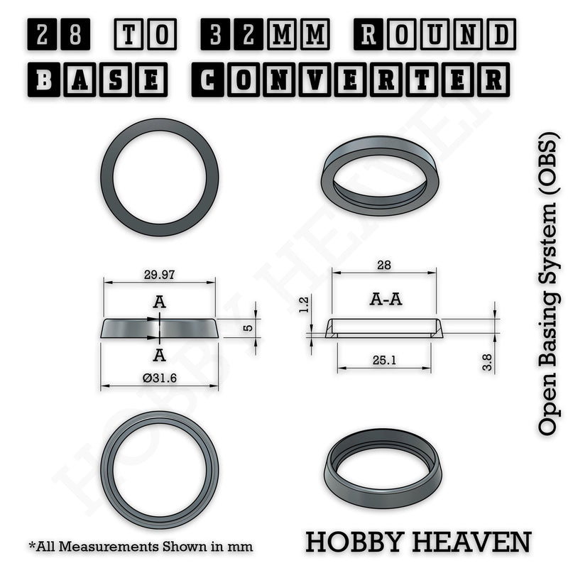 Round Bases Size Converters Round to Round 3d Print Full Range