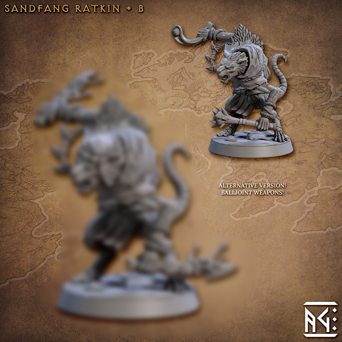 Ratkin B (Alt) | Sandfang Ratkin | Fantasy D&D Miniature | Artisan Guild