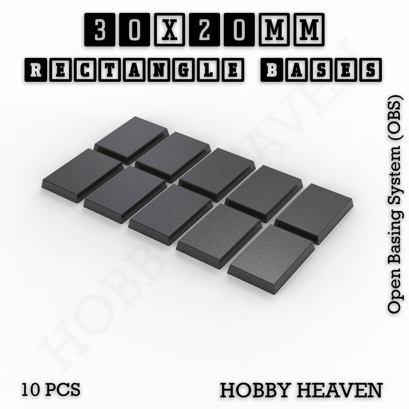 Rectangle Bases Range Sizes - 20x15mm to 75x25mm Small Sizes 3d Print Full Range Tabletop Games