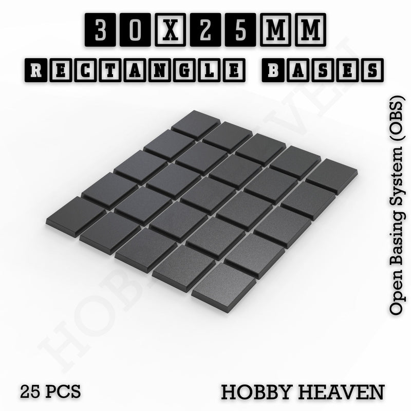 Rectangle Bases Range Sizes - 20x15mm to 75x25mm Small Sizes 3d Print Full Range Tabletop Games