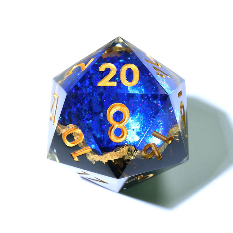Azure Depths | 33mm D20 | Oversized Geode Dice | Single Dice