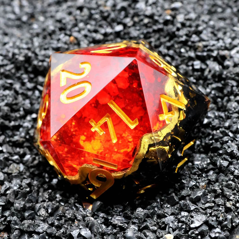 Crimson Abyss | 33mm D20 | Oversized Geode Dice | Single Dice