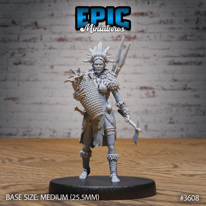 Barbarian Tribe Female Fisher | Ice Age Madness | Fantasy Miniature | Epic Miniatures