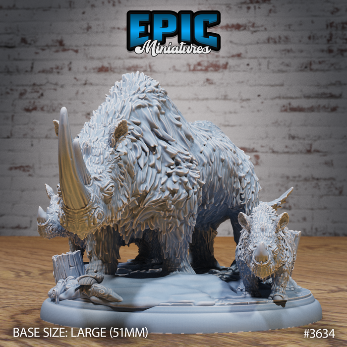 Wolly Rhino Family | Ice Age Madness | Fantasy Miniature | Epic Miniatures