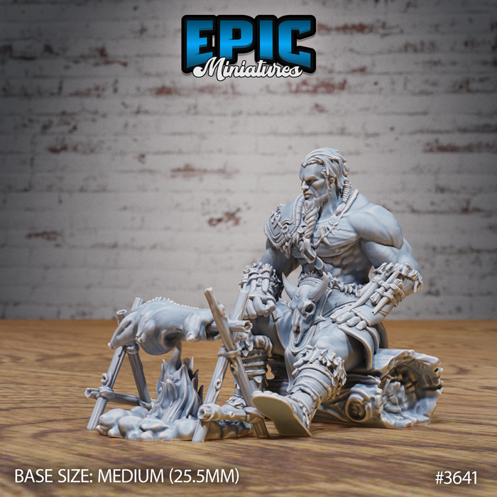 Barbarian Tribe Male Resting | Ice Age Madness | Fantasy Miniature | Epic Miniatures