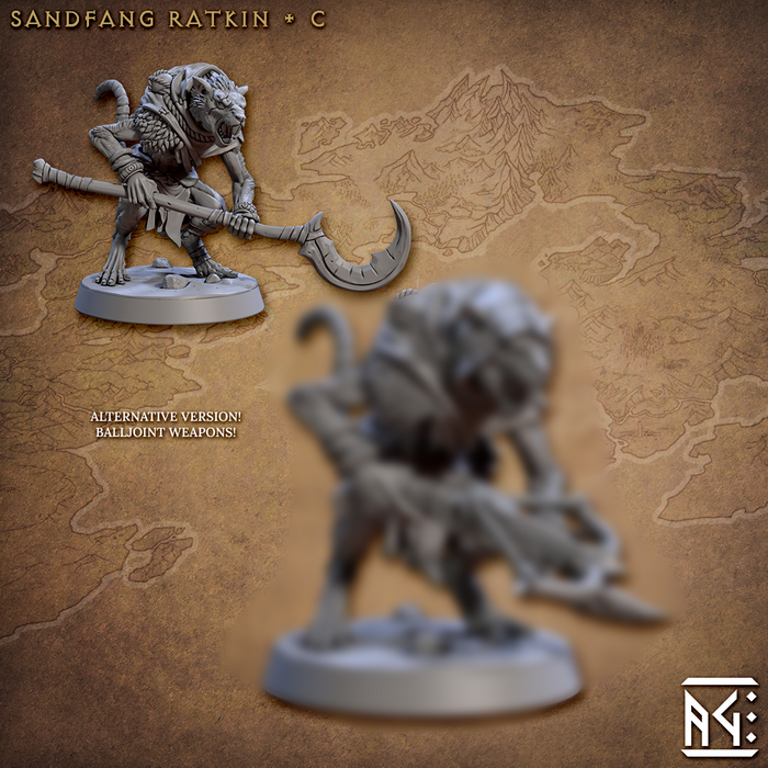 Ratkin C (Alt) | Sandfang Ratkin | Fantasy D&D Miniature | Artisan Guild