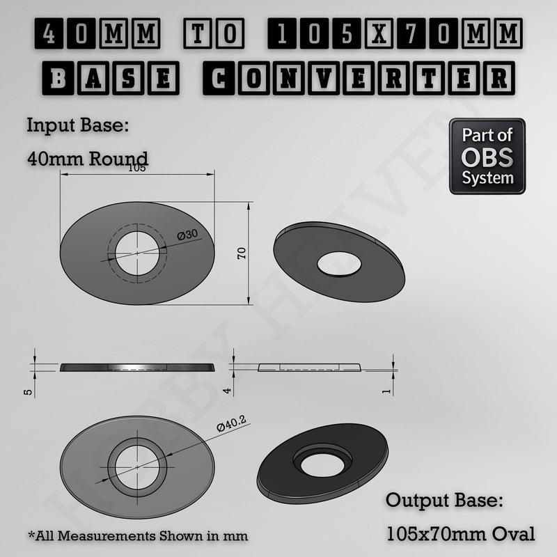 Round To Oval Bases Size Converters 3d Print Full Range