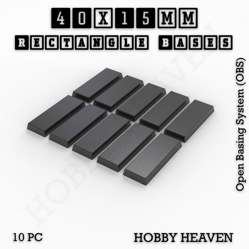 Rectangle Bases Range Sizes - 20x15mm to 75x25mm Small Sizes 3d Print Full Range Tabletop Games