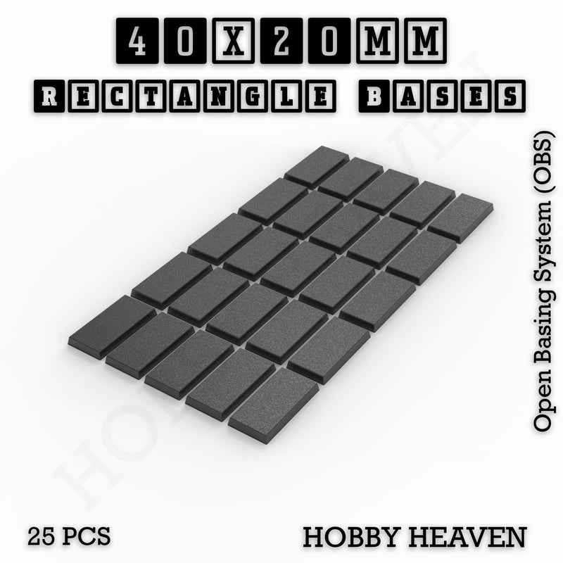 Rectangle Bases Range Sizes - 75x30mm to 125x40mm Medium Sizes 3d Print Full Range Tabletop Games