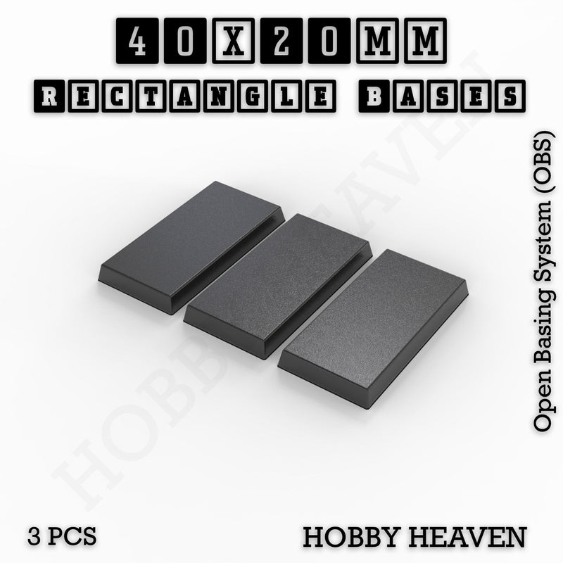Rectangle Bases Range Sizes - 20x15mm to 75x25mm Small Sizes 3d Print Full Range Tabletop Games