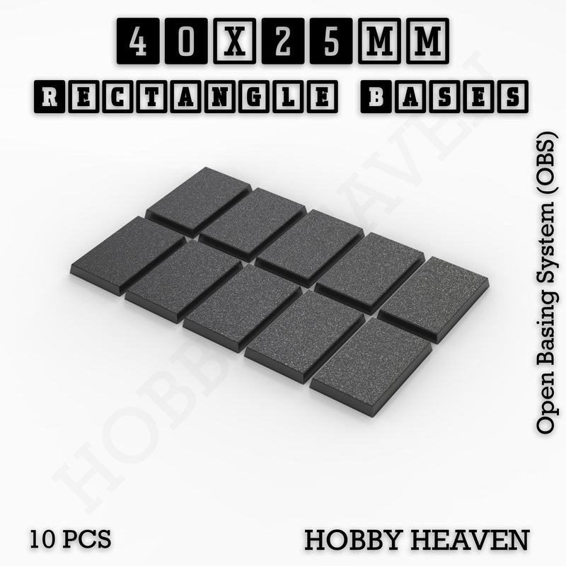 Rectangle Bases Range Sizes - 20x15mm to 75x25mm Small Sizes 3d Print Full Range Tabletop Games