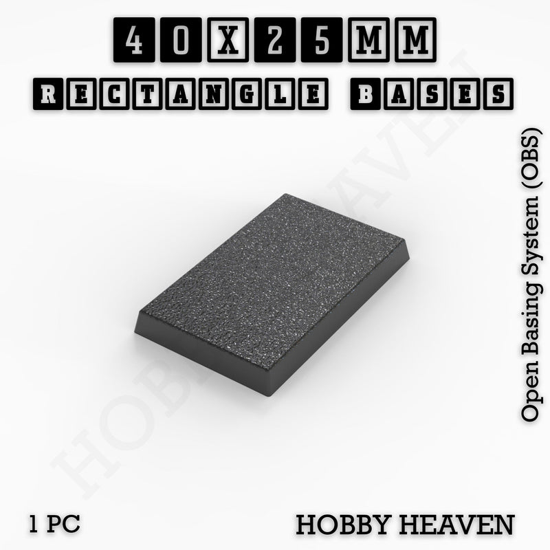 Rectangle Bases Range Sizes - 20x15mm to 75x25mm Small Sizes 3d Print Full Range Tabletop Games