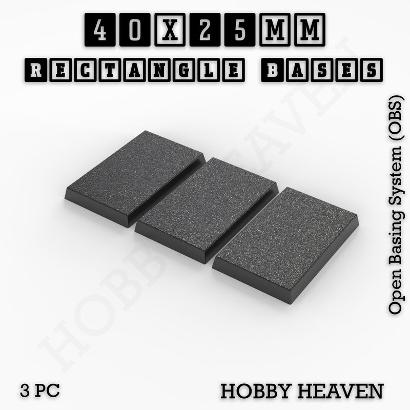 Rectangle Bases Range Sizes - 75x30mm to 125x40mm Medium Sizes 3d Print Full Range Tabletop Games