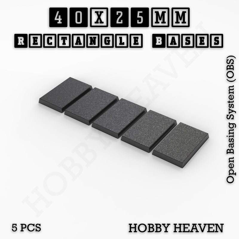 Rectangle Bases Range Sizes - 75x30mm to 125x40mm Medium Sizes 3d Print Full Range Tabletop Games