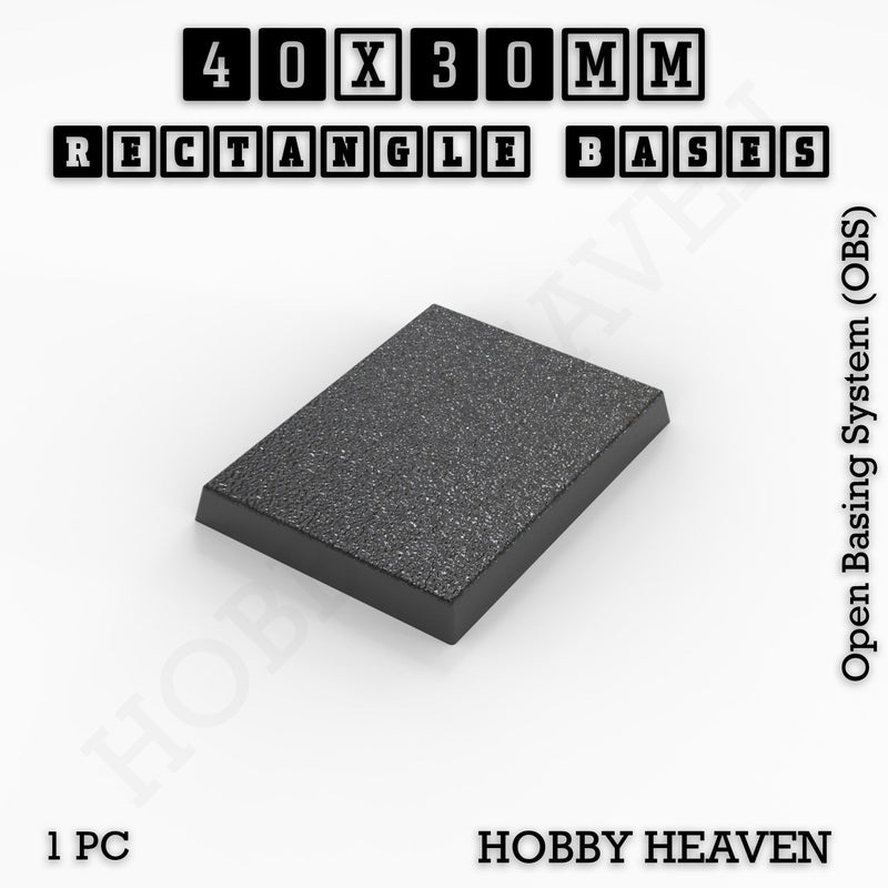 Rectangle Bases Range Sizes - 75x30mm to 125x40mm Medium Sizes 3d Print Full Range Tabletop Games