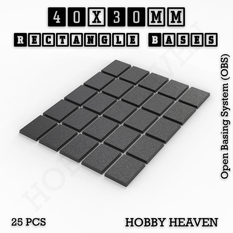 Rectangle Bases Range Sizes - 20x15mm to 75x25mm Small Sizes 3d Print Full Range Tabletop Games