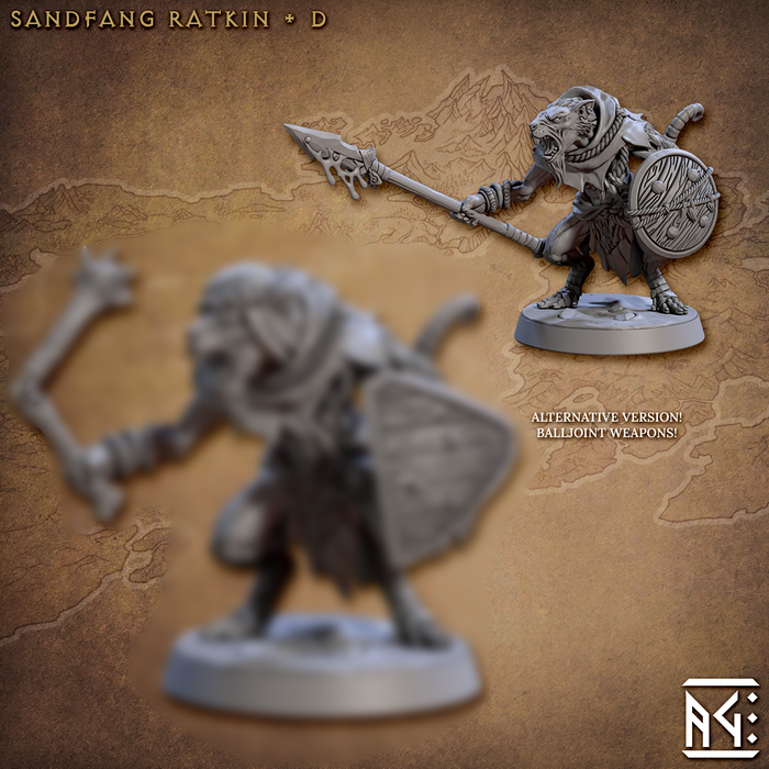 Ratkin D (Alt) | Sandfang Ratkin | Fantasy D&D Miniature | Artisan Guild