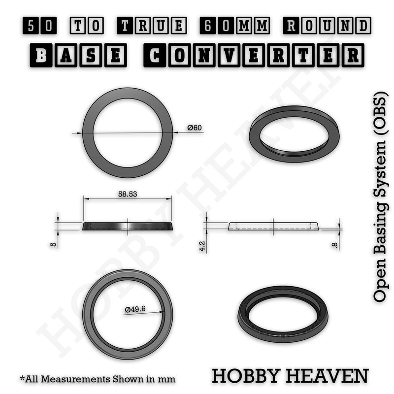 Round to Round Base Converters 3D Print Full Range