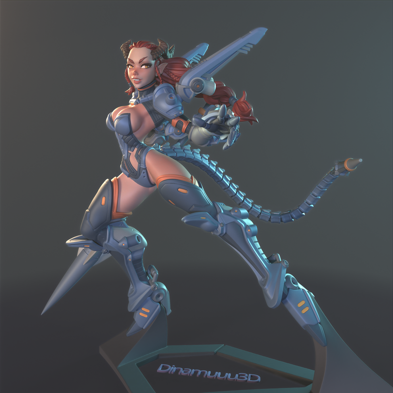 Mecha Knight | Pin-Up Statue Fan Art Miniature Unpainted | Dinamuu3D