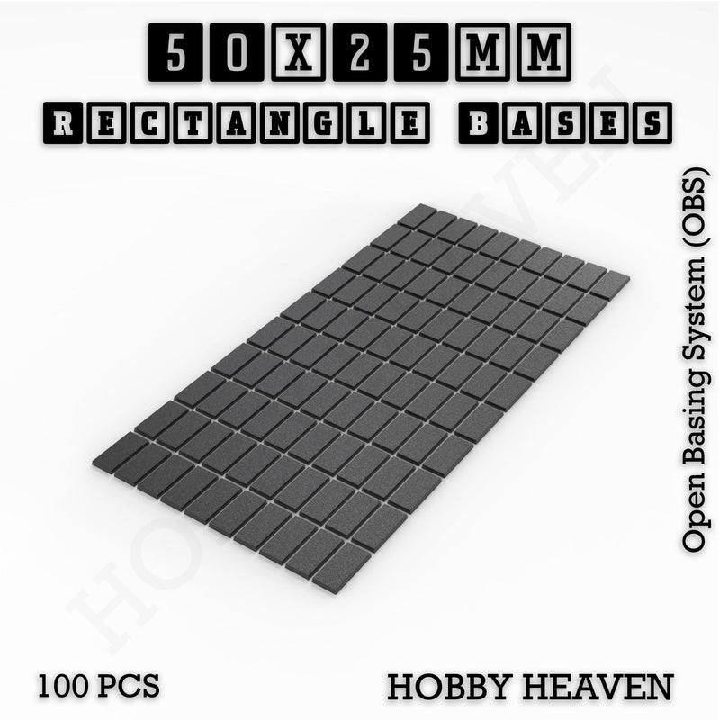 Rectangle Bases Range Sizes - 75x30mm to 125x40mm Medium Sizes 3d Print Full Range Tabletop Games