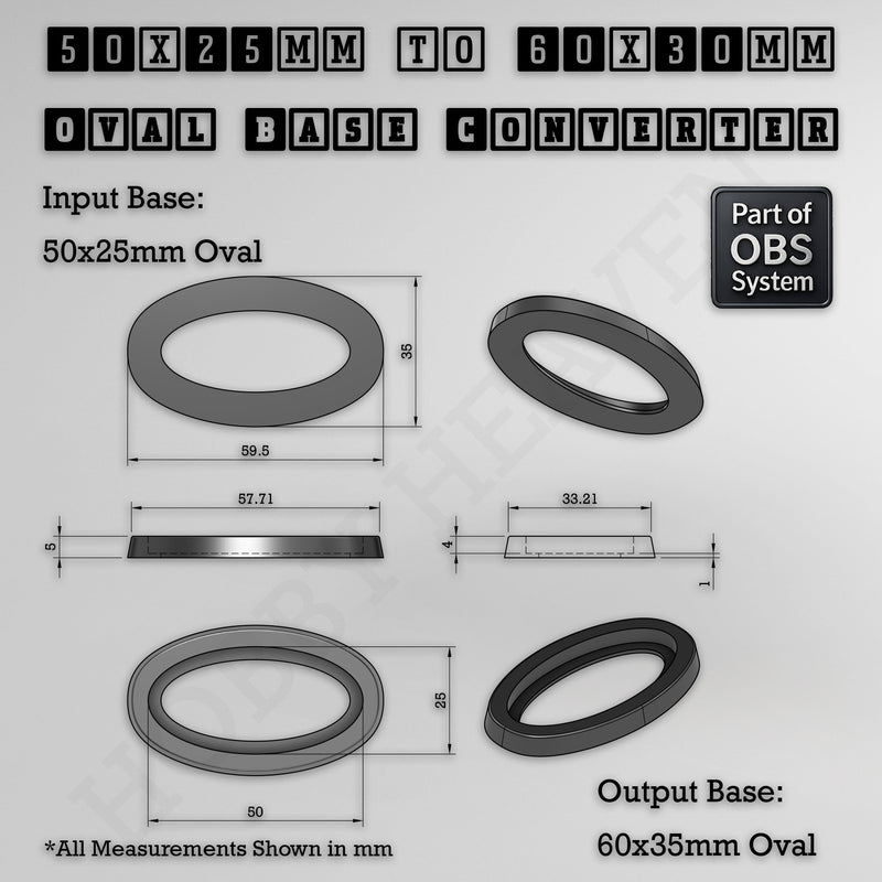 Oval To Oval Bases Size Converters 3d Print Full Range