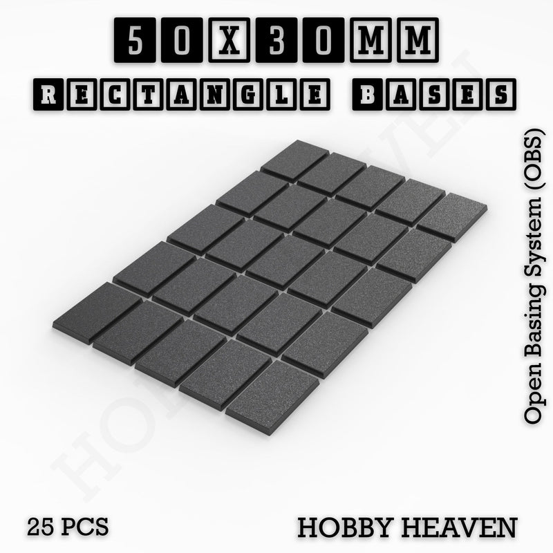 Rectangle Bases Range Sizes - 75x30mm to 125x40mm Medium Sizes 3d Print Full Range Tabletop Games