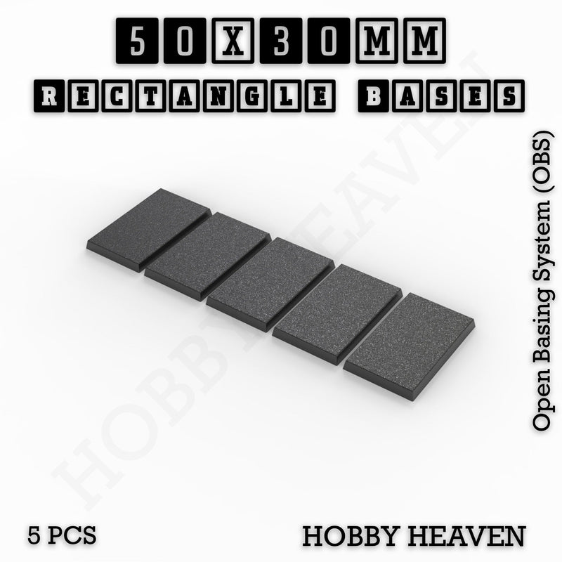 Rectangle Bases Range Sizes - 20x15mm to 75x25mm Small Sizes 3d Print Full Range Tabletop Games