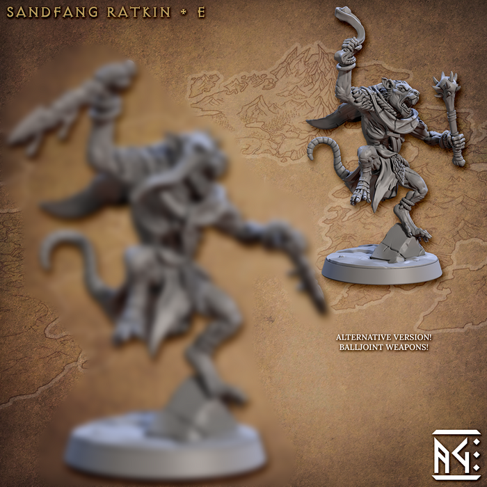 Ratkin E (Alt) | Sandfang Ratkin | Fantasy D&D Miniature | Artisan Guild