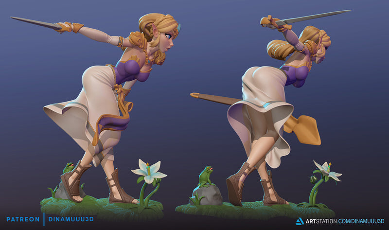 Princess | Pin-Up Statue Fan Art Miniature Unpainted | Dinamuu3D