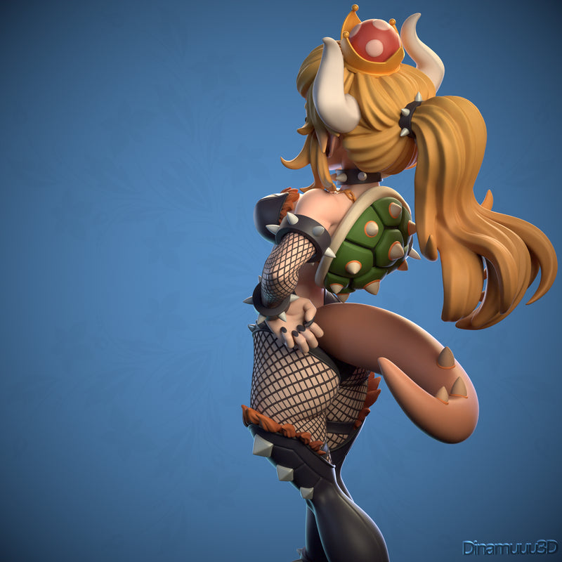 Bowsette | Pin-Up Statue Fan Art Miniature Unpainted | Dinamuu3D