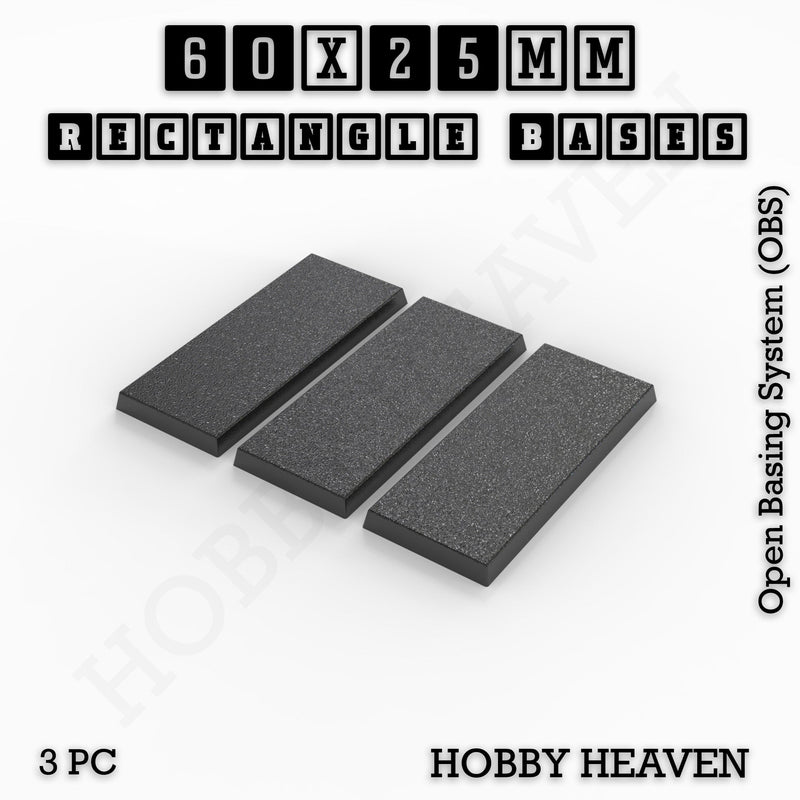 Rectangle Bases Range Sizes - 75x30mm to 125x40mm Medium Sizes 3d Print Full Range Tabletop Games
